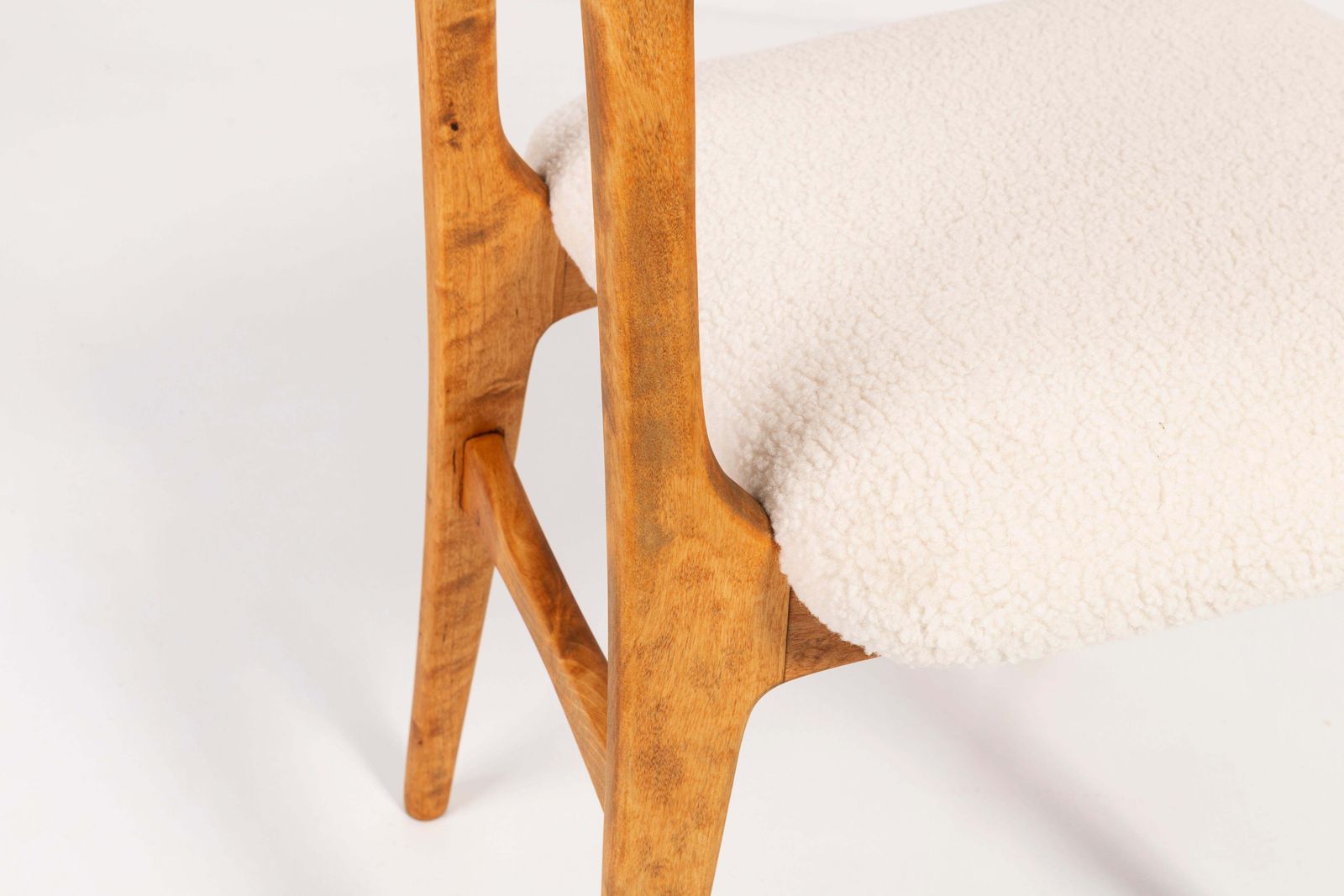 photo for sale Set Of Eight 20th Century Light Crème Boucle Chairs, 1960s