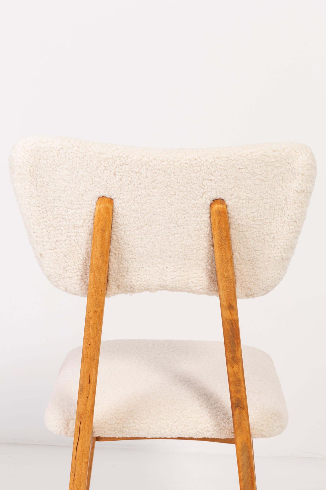 photo buy Set Of Eight 20th Century Light Crème Boucle Chairs, 1960s