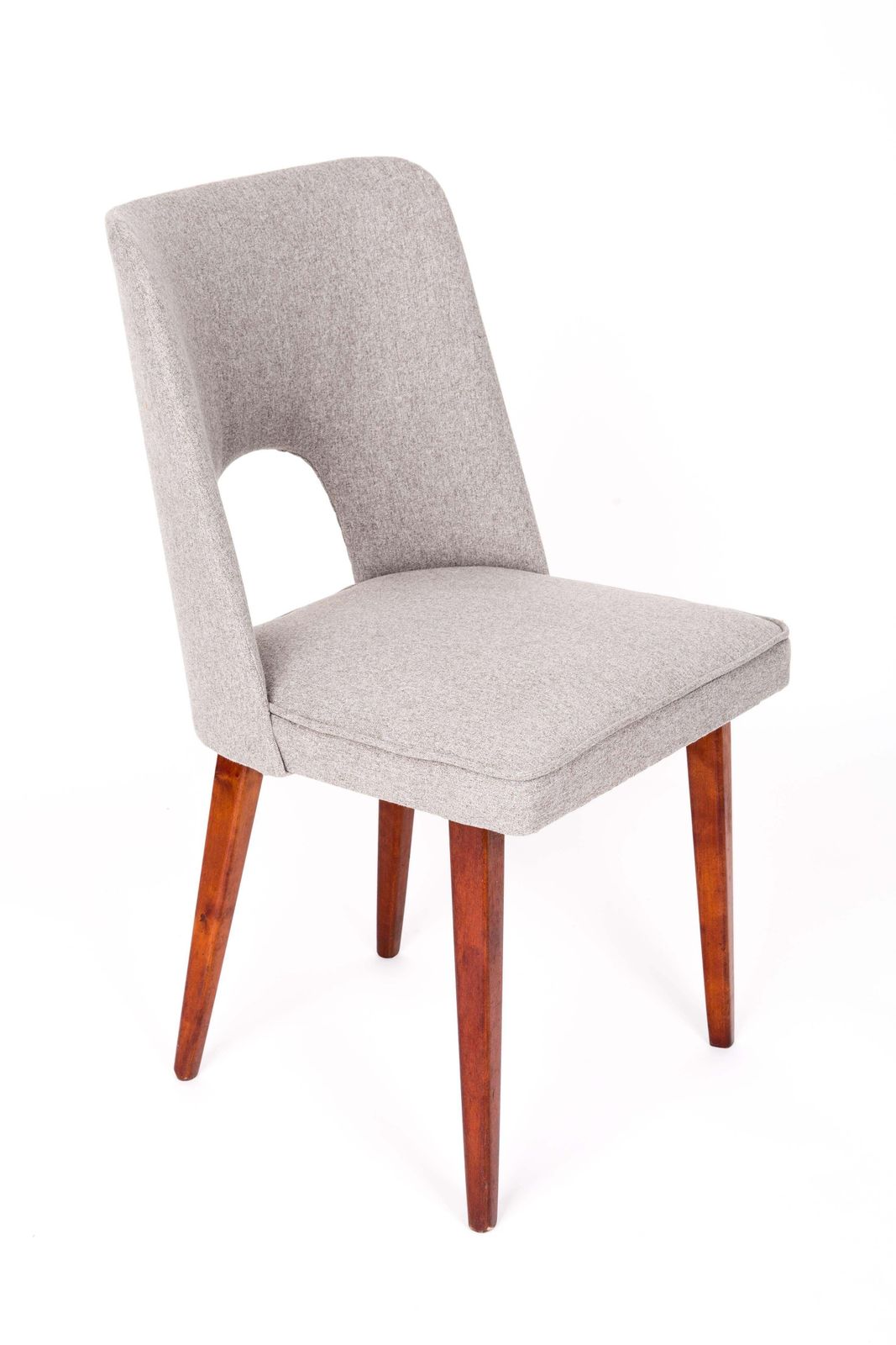 Set Of Six Mid Century Grey Beige "Shell" Chairs, Europe, 1960s. photo vinterior