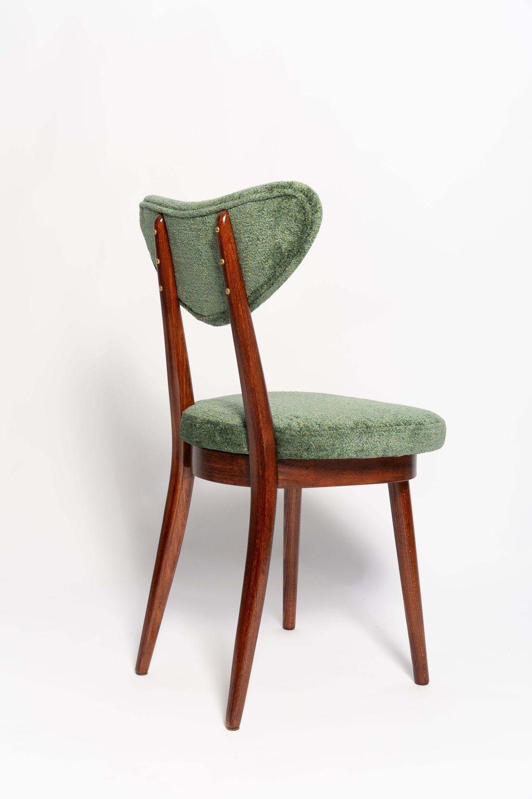 Set Of Six Mid Century Heart Chairs, Green Velvet, Dark Wood, Europe 1960s photo Furniture