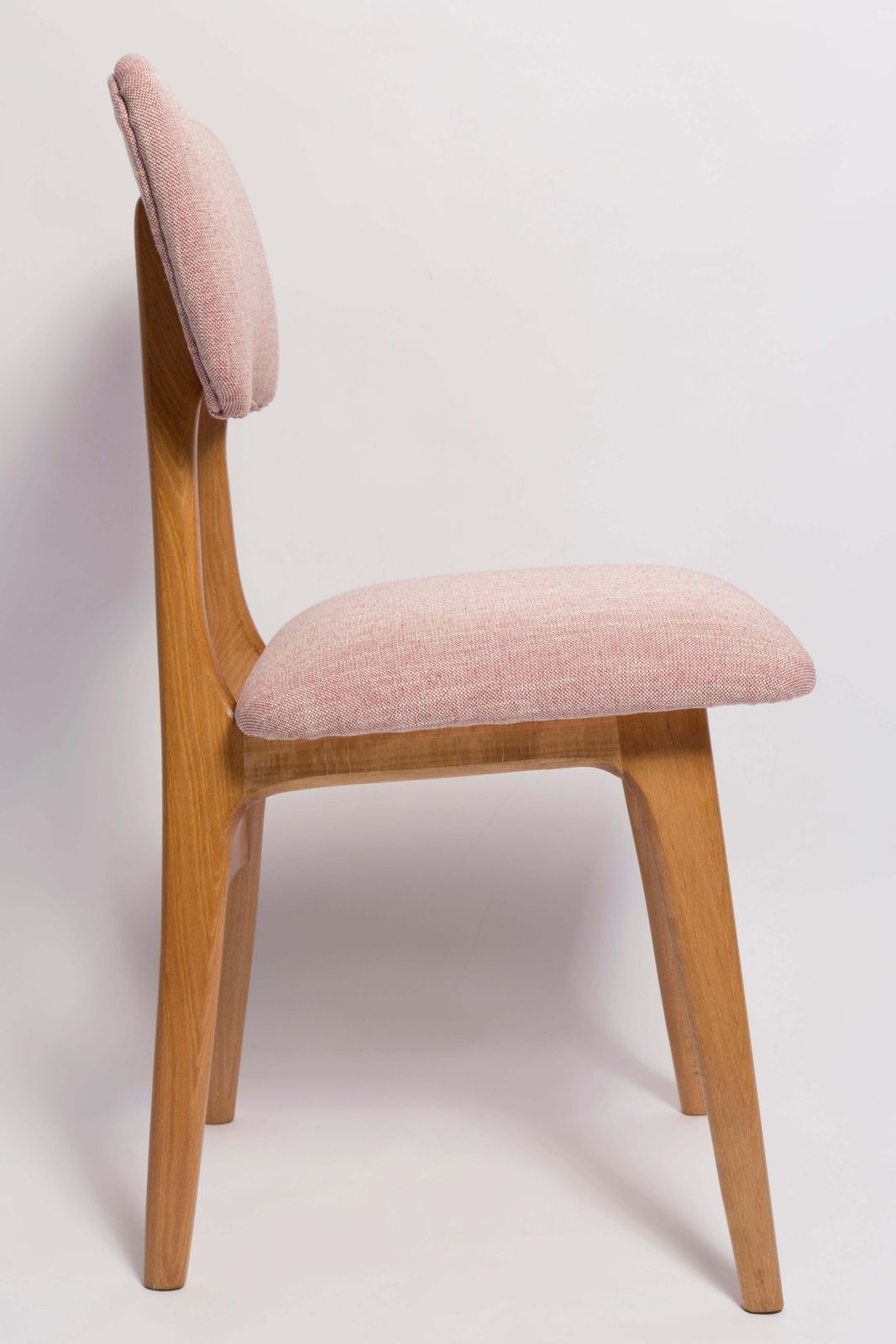 Six Mid Century Butterfly Dining Chairs, Pink Linen, Light Wood, Europe, 1960s photo 3567.0