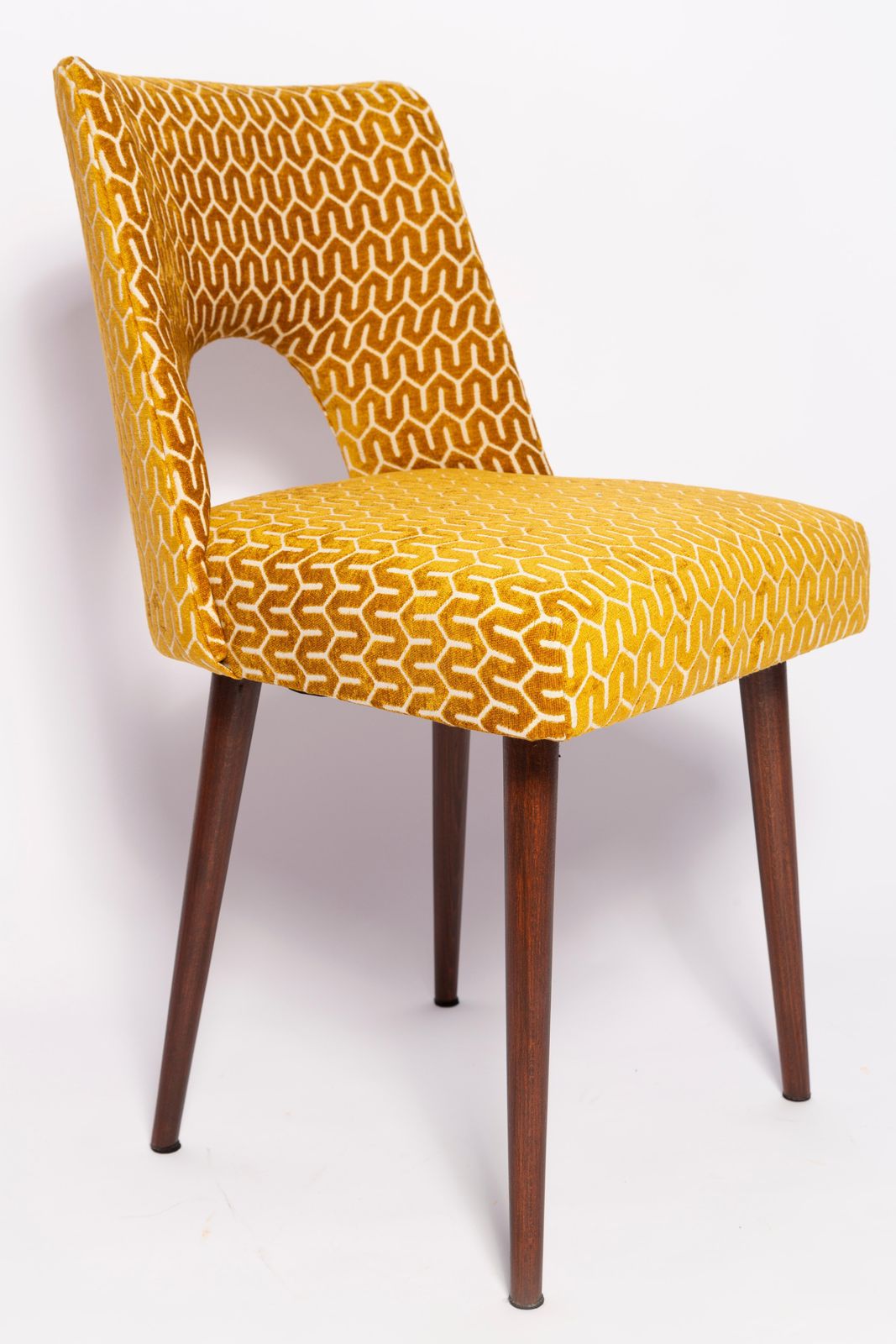 Set Of Eight Mid Century Yellow Mustard 'Shell' Chairs, Europe, 1960s photo Furniture
