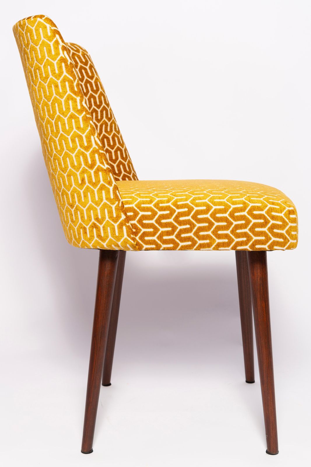 Set Of Eight Mid Century Yellow Mustard 'Shell' Chairs, Europe, 1960s photo vinterior