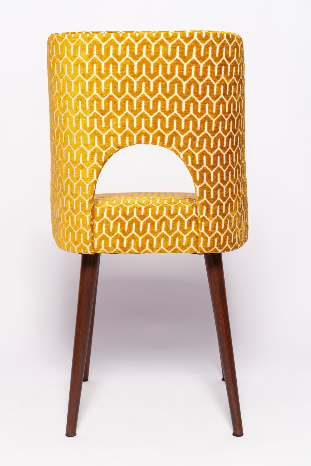 Set Of Eight Mid Century Yellow Mustard 'Shell' Chairs, Europe, 1960s photo vintage