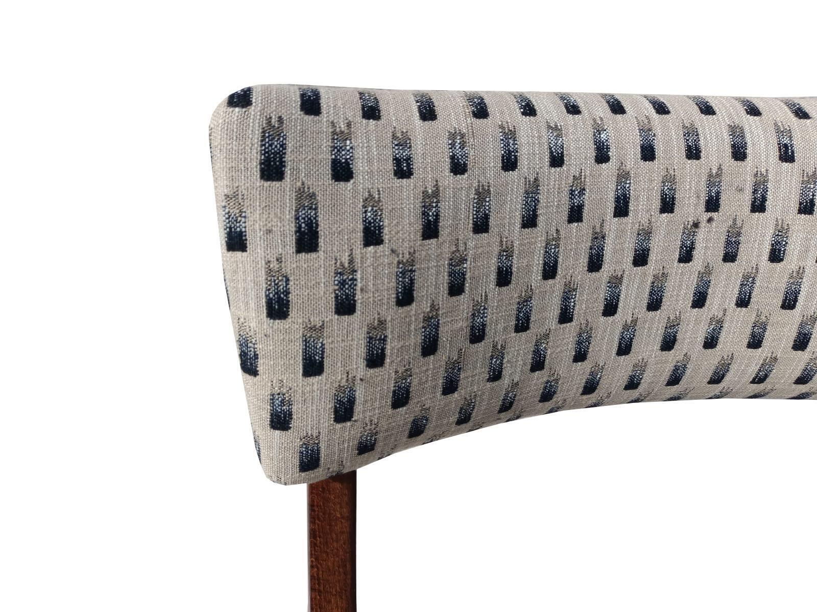 Six Mid Century Modern Bumerang Chairs, Light Creme White Jacquard, Poland 1960s photo buy