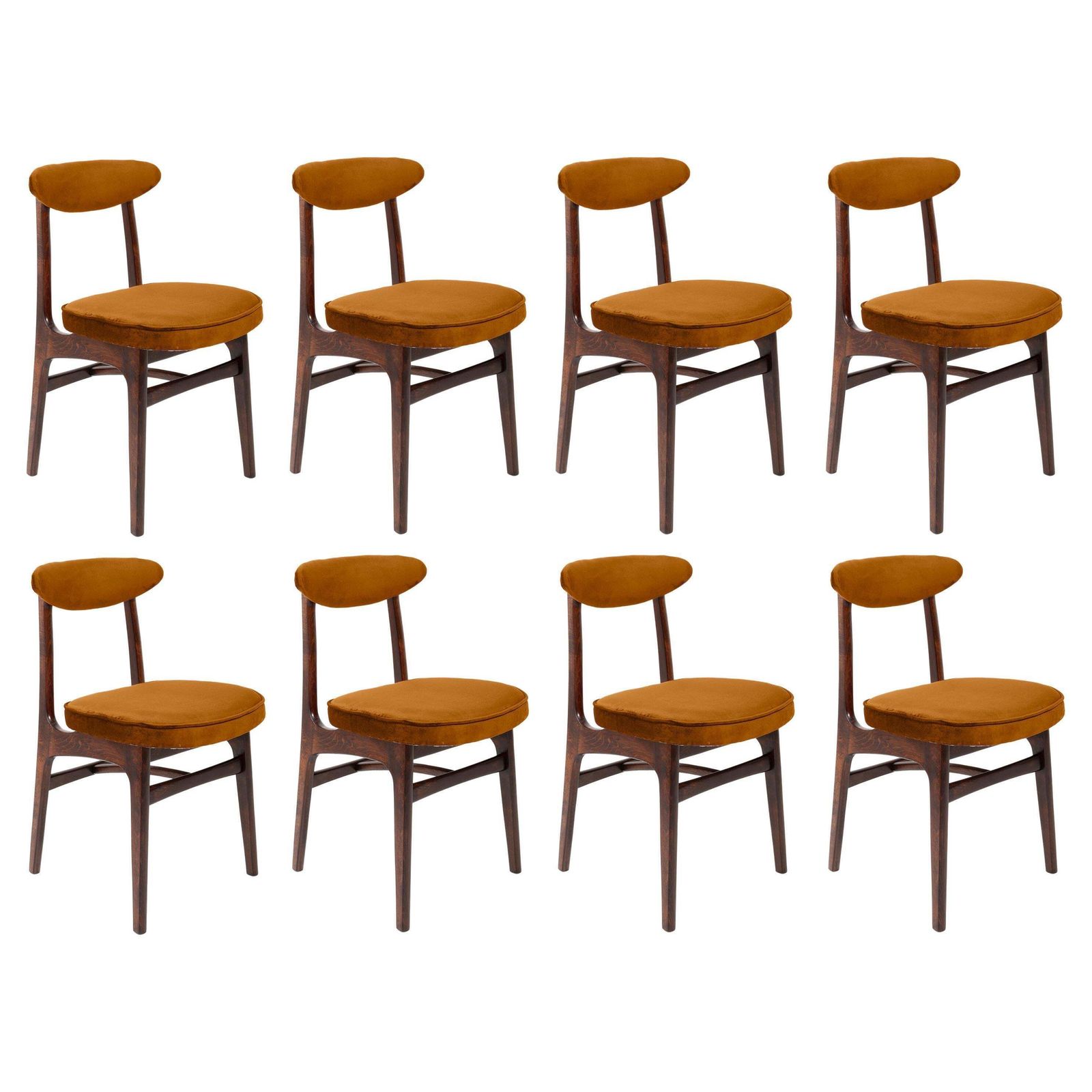 Acht 20e Eeuwse Stoelen In Koper Fluweel, Rajmund Halas, Europa, Jaren 1960