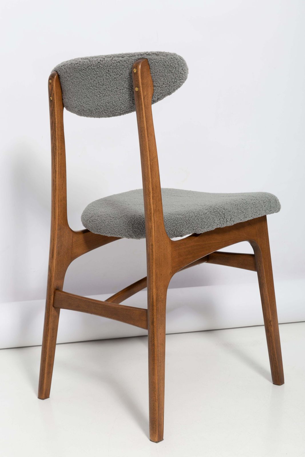 Set Of Eight Mid Century Gray Boucle Chairs By Rajmund Halas, Poland, 1960s photo buy