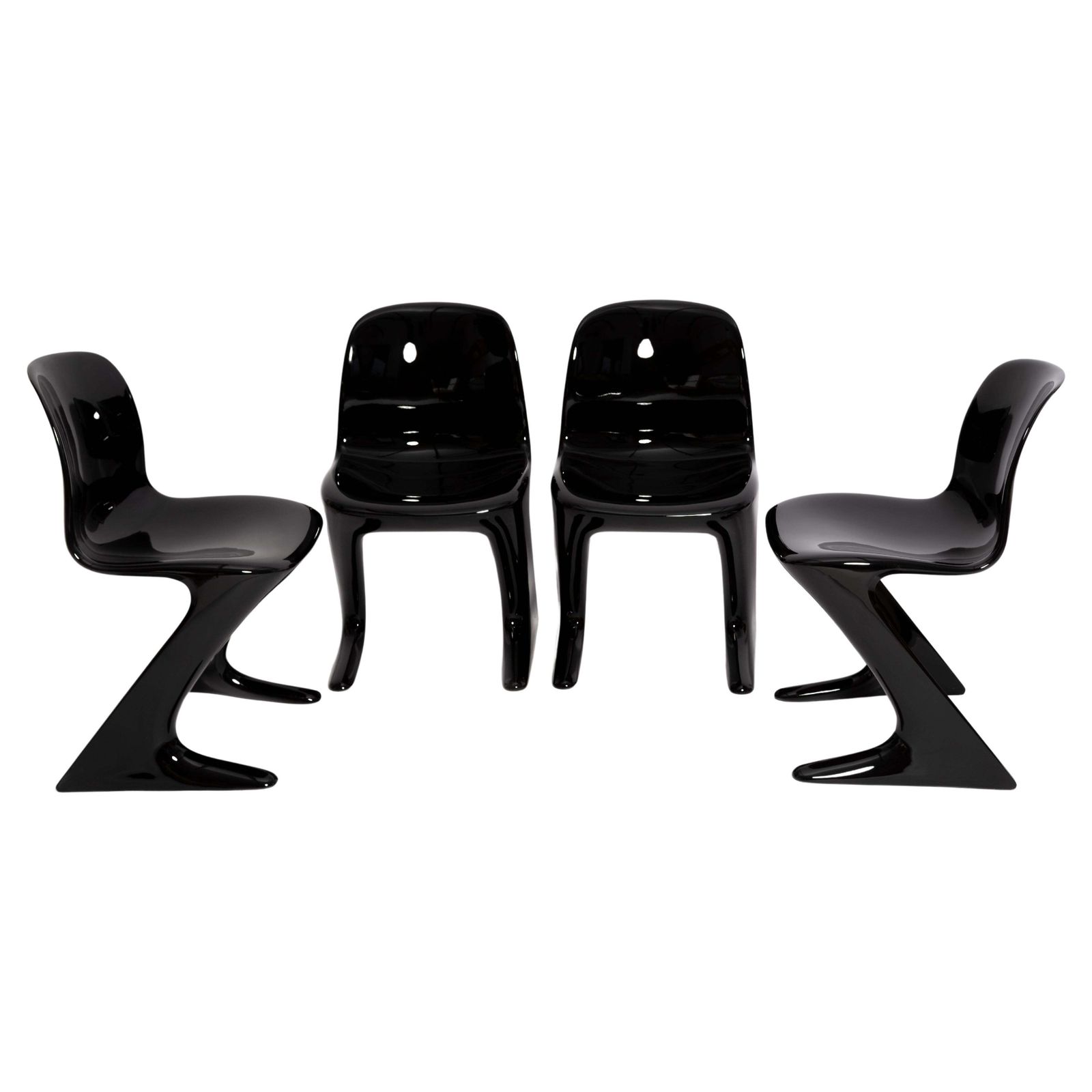 Four Mid Century Black Kangaroo Chairs Designed By Ernst Moeckl, Germany, 1960s