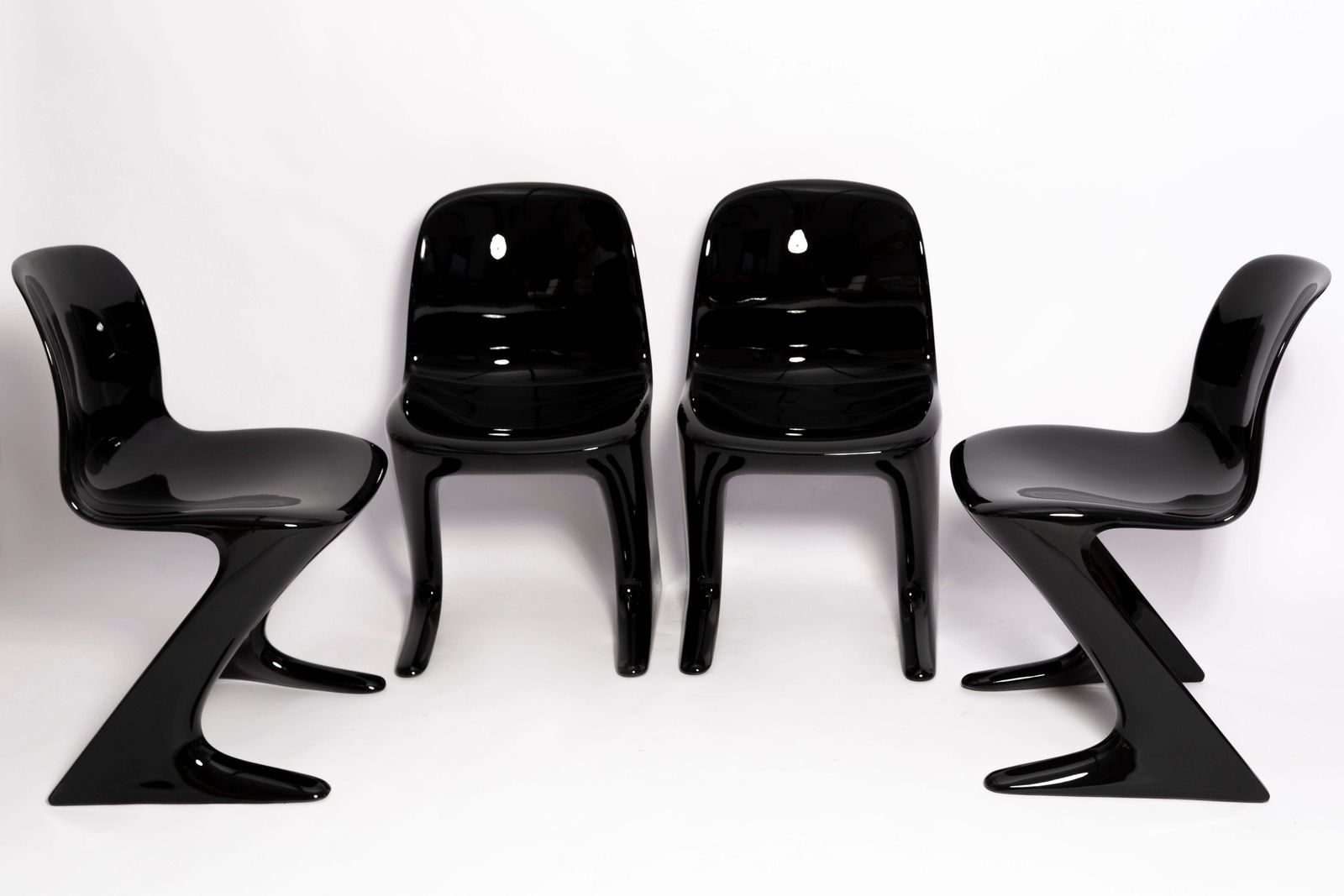 Furniture Four Mid Century Black Kangaroo Chairs Designed By Ernst Moeckl, Germany, 1960s photo
