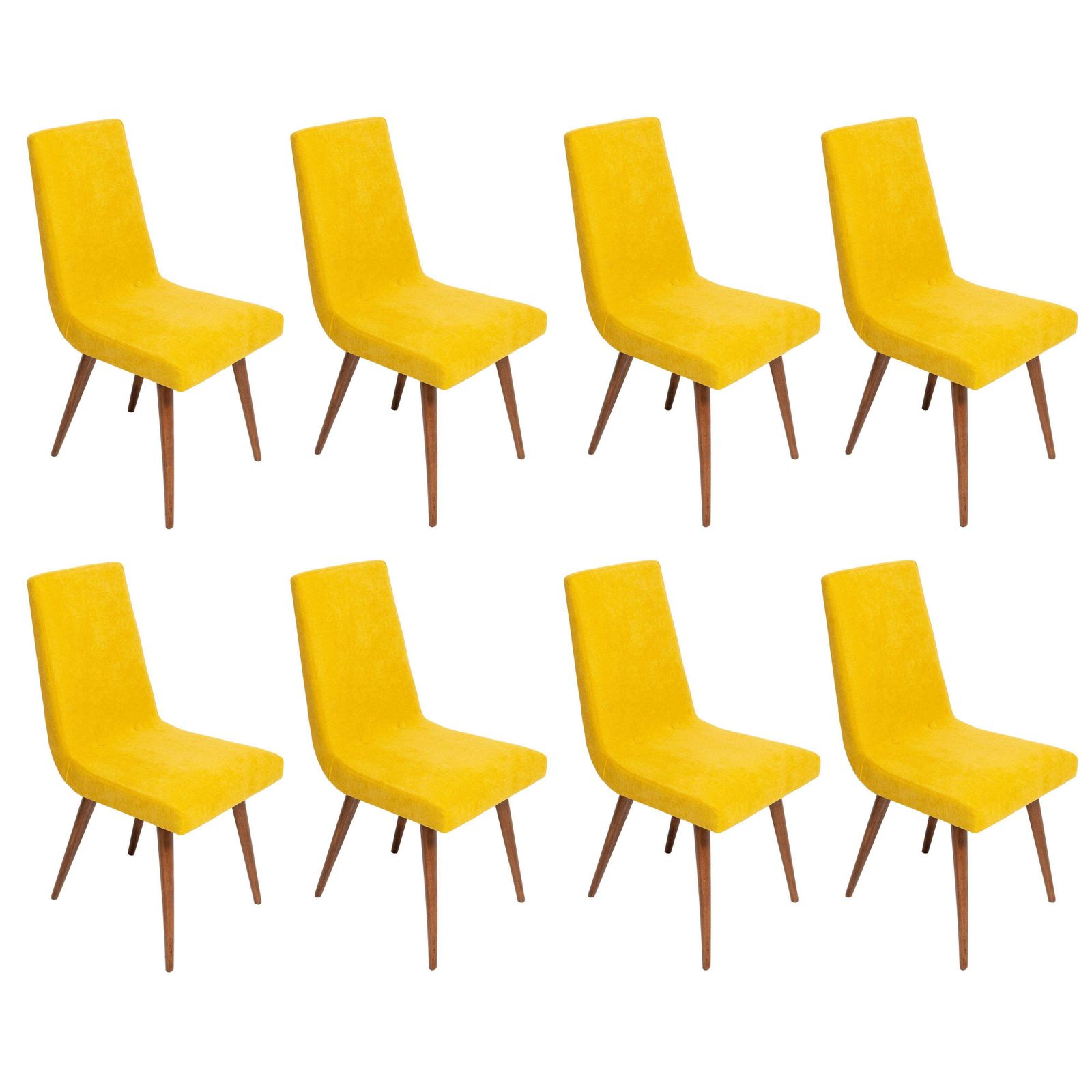 Set Of Eight 20th Century Mustard Yellow Wool Chair, Rajmund Halas Europe, 1960s photo furniture