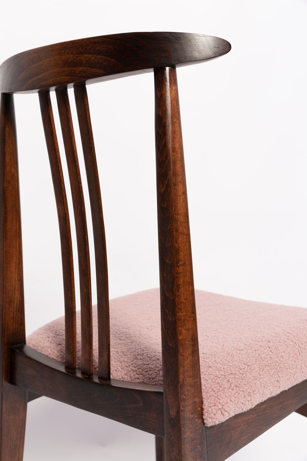Set Of Eight Mid Century Pink Blush Boucle Chairs By M. Zielinski, Europe, 1960s photo vinterior