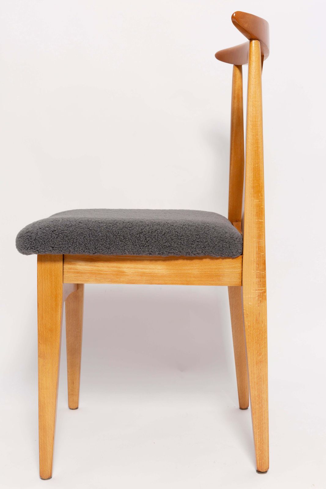 Eight Mid Century Graphite Boucle Chairs, Light Wood, M Zielinski, Europe, 1960 photo 4082.0
