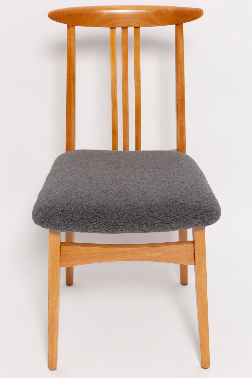 Eight Mid Century Graphite Boucle Chairs, Light Wood, M Zielinski, Europe, 1960 photo vinterior