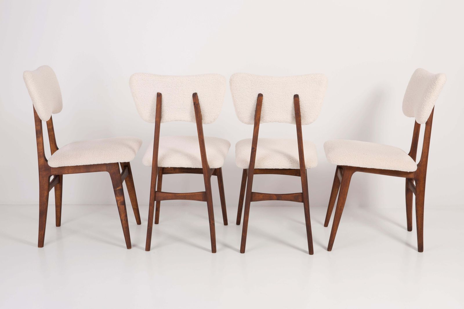 Set Of Ten 20th Century Light Crème Boucle Chairs, 1960s photo for sale