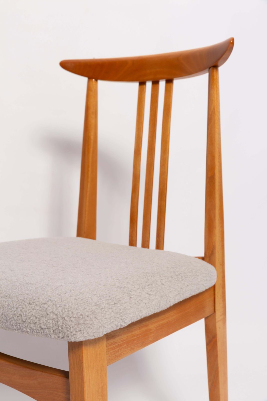 photo for sale Set Of Eight Mid Century Linen Boucle Chairs, By M. Zielinski, Europe, 1960s