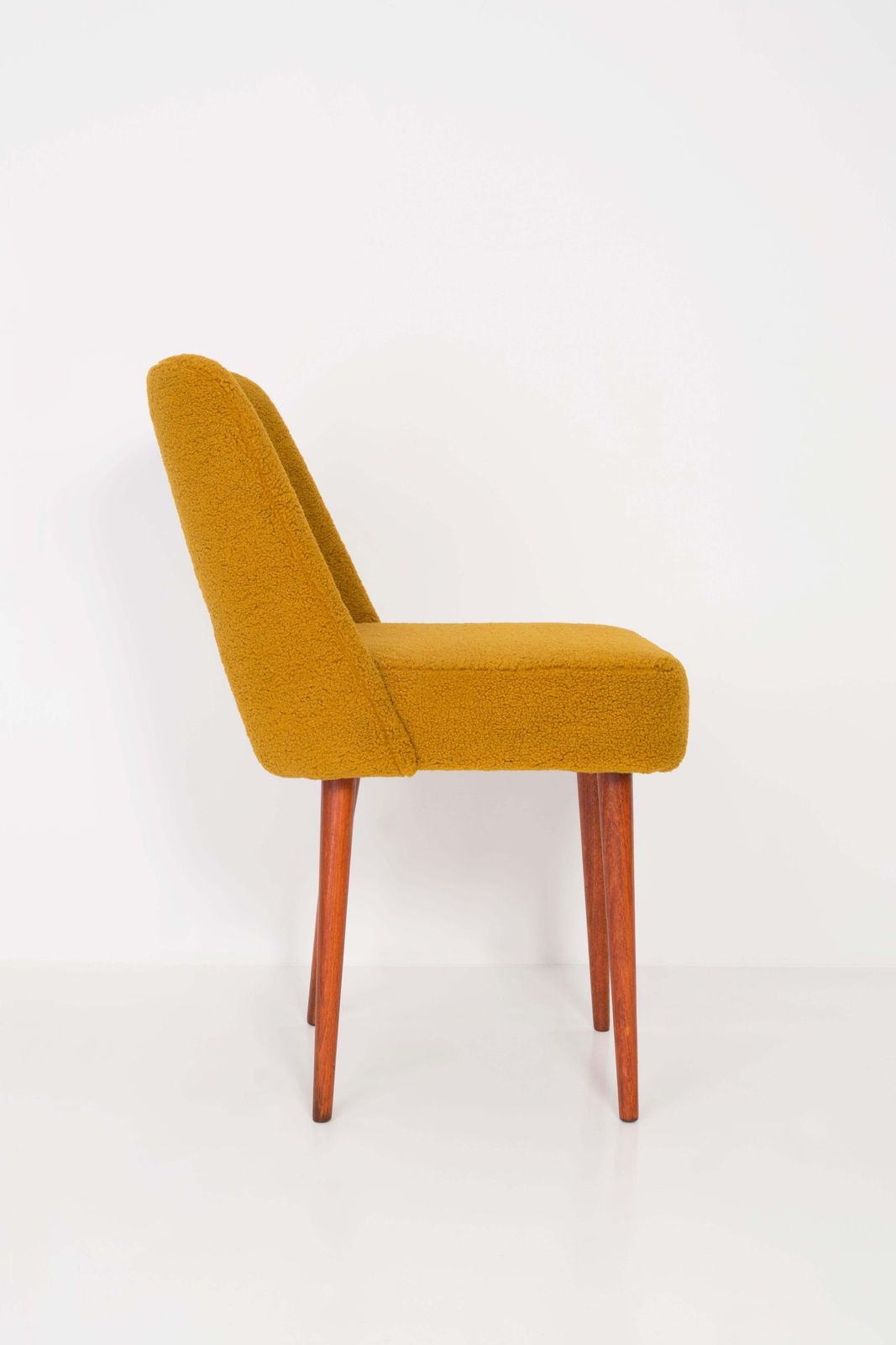 Set Of Eight Yellow Ochre Boucle 'Shell' Chairs, 1960s photo 4252.0