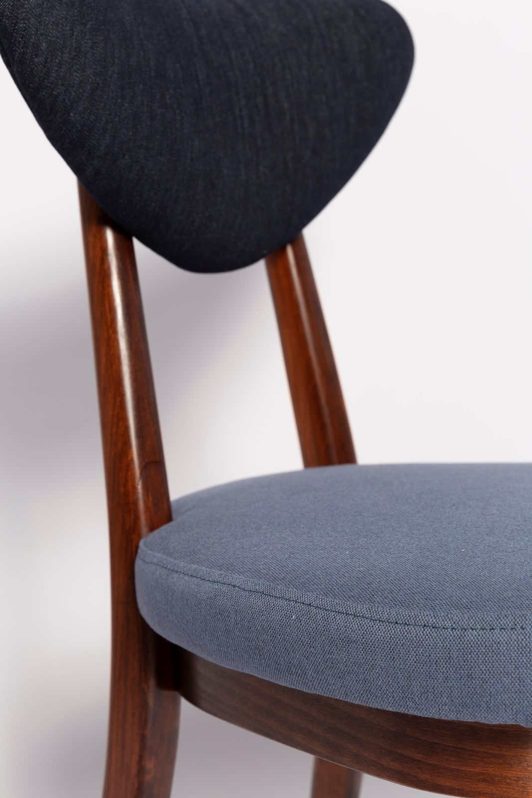 photo furniture Set Of Ten Midcentury Medium And Dark Blue Denim Heart Chairs, Europe, 1960s