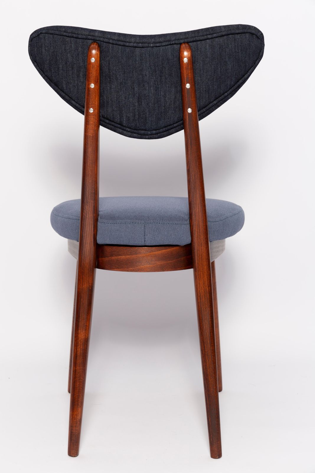 Furniture Set Of Ten Midcentury Medium And Dark Blue Denim Heart Chairs, Europe, 1960s photo