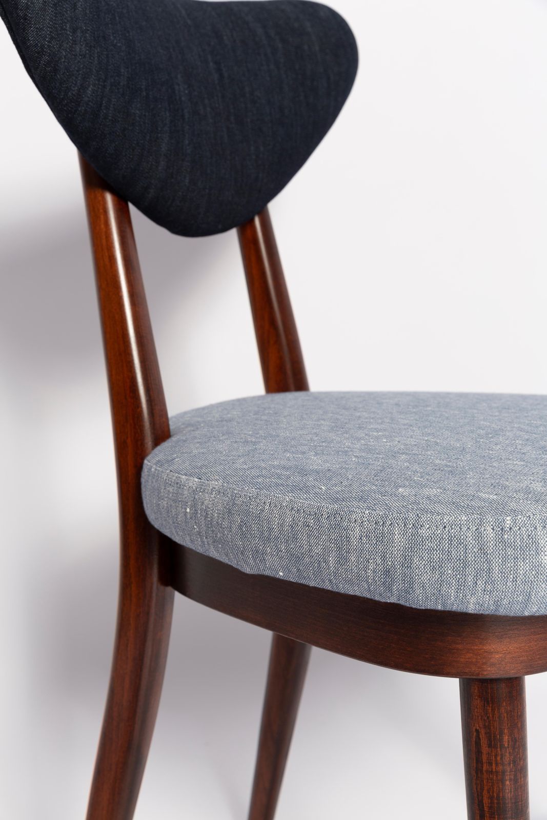Set Of Ten Midcentury Light And Dark Blue Denim Heart Chairs, Europe, 1960s photo buy