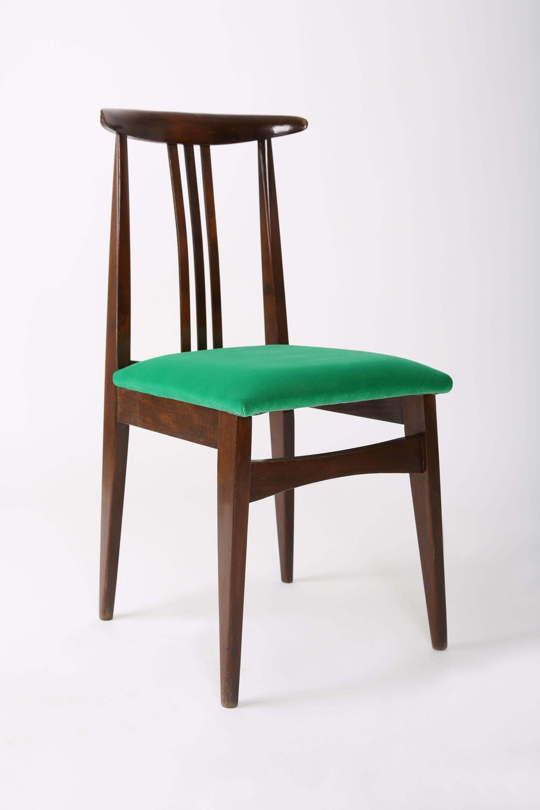 Set Van Acht Mid Century Groene Fluwelen Stoelen, Ontworpen Door Zielinski, Europa, Jaren 1960 photo furniture