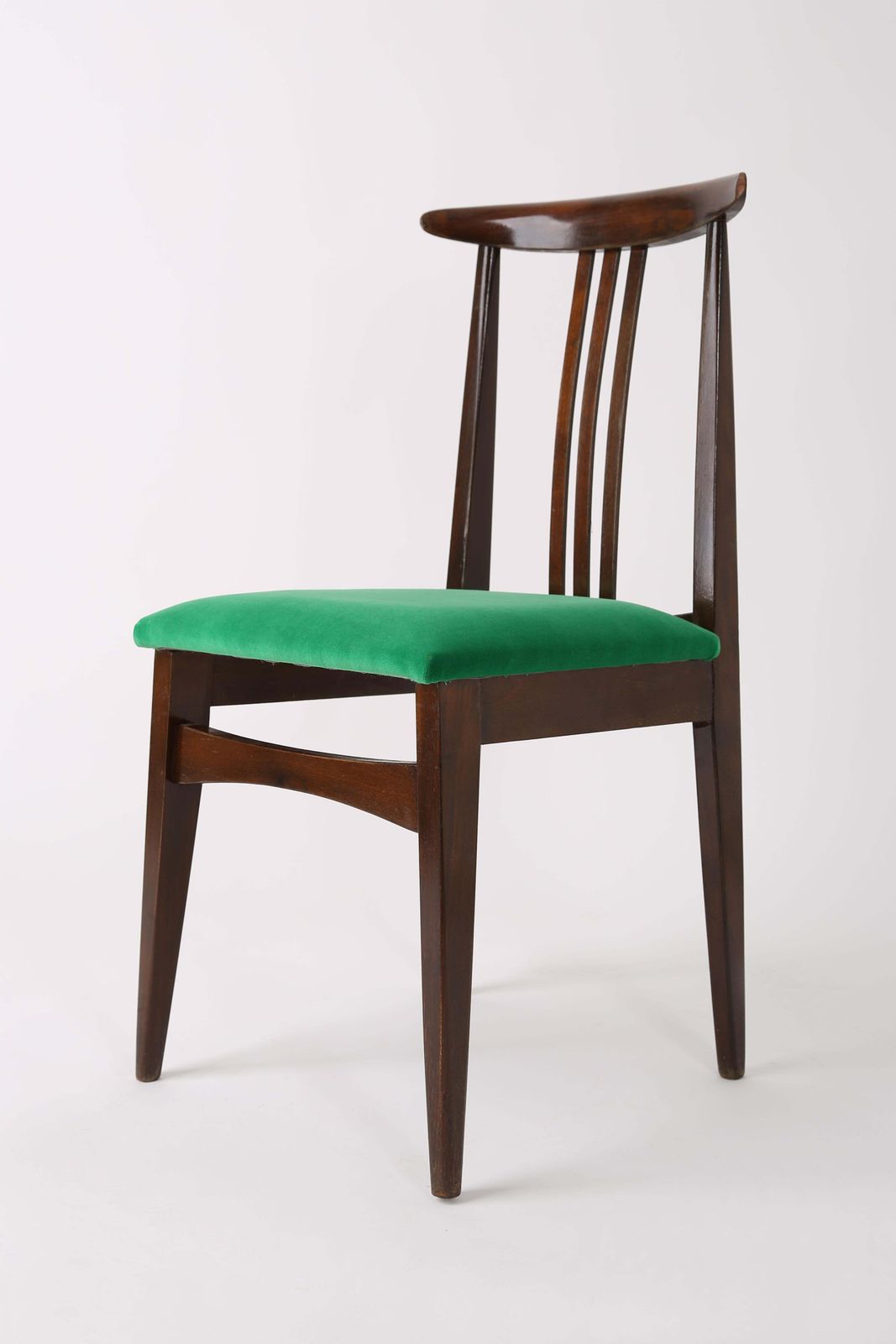 Set Van Acht Mid Century Groene Fluwelen Stoelen, Ontworpen Door Zielinski, Europa, Jaren 1960 photo Meubels