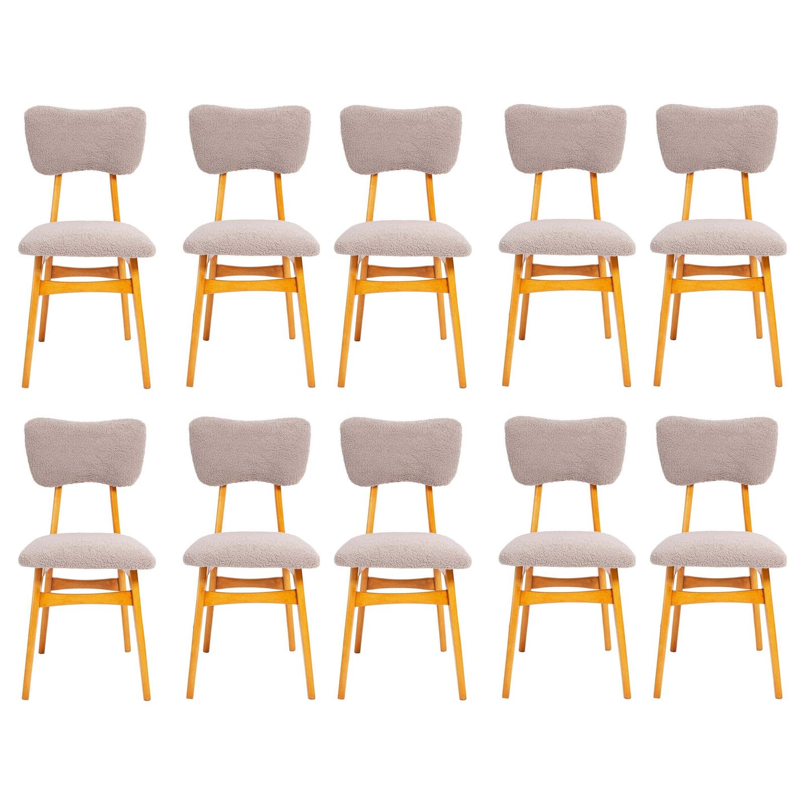 Set Of Ten 20th Century Gray Boucle Chairs, 1960s