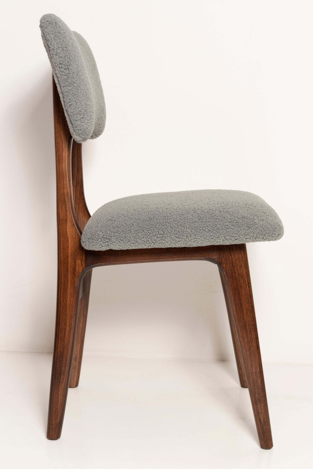 Set Of Eight Mid Century Butterfly Dining Chairs, Gray Boucle, Europe, 1960s photo for sale