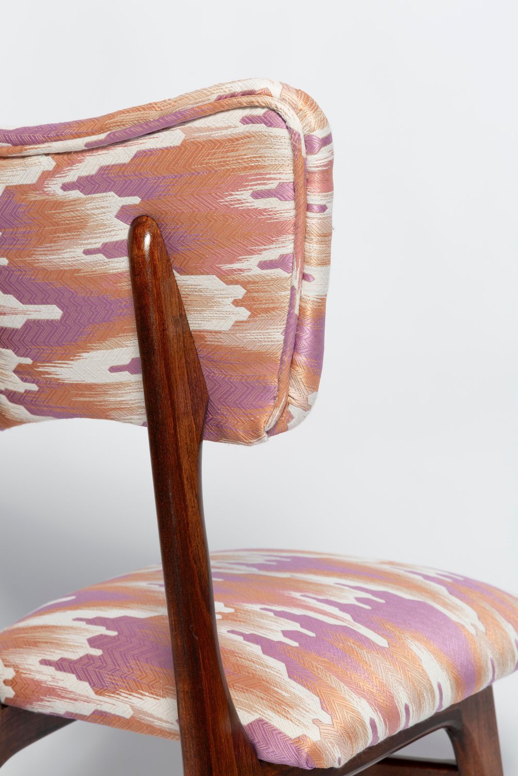 Acht Mid Century Vlinterstoelen, Fandango Jacquard, Donker Hout, Europa, Jaren 1960 photo vintage