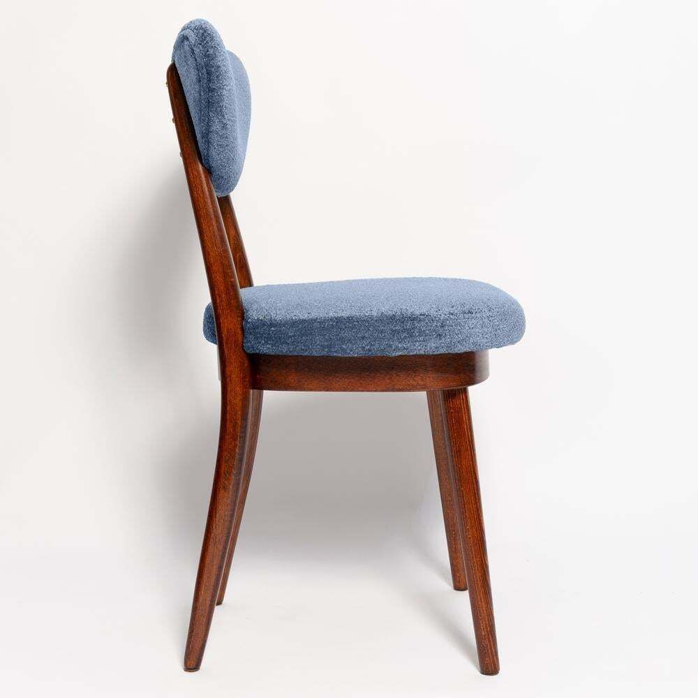 Set Of Ten Mid Century Vintage Blue Heart Velvet Chairs, Europe, 1960s photo for sale