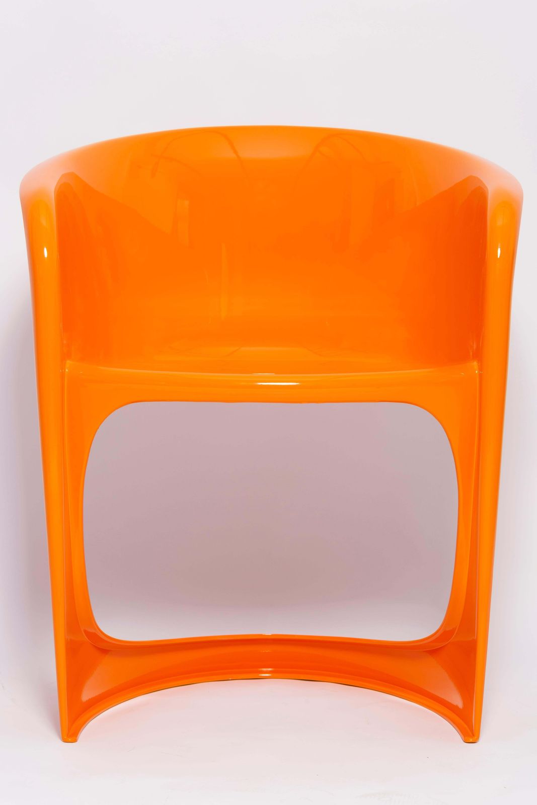 Set Of Six Glossy Orange Cado Chairs, Steen østergaard, 1974 photo vinterior