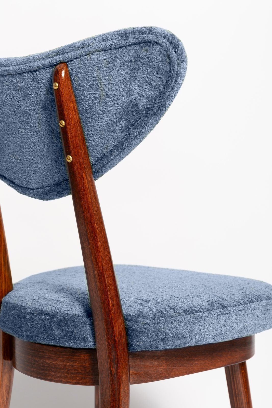 Set Van Tien Mid Century Vintage Blauwe Fluwelen Stoelen Met Hartvorm, Europa, Jaren 1960 photo vintage
