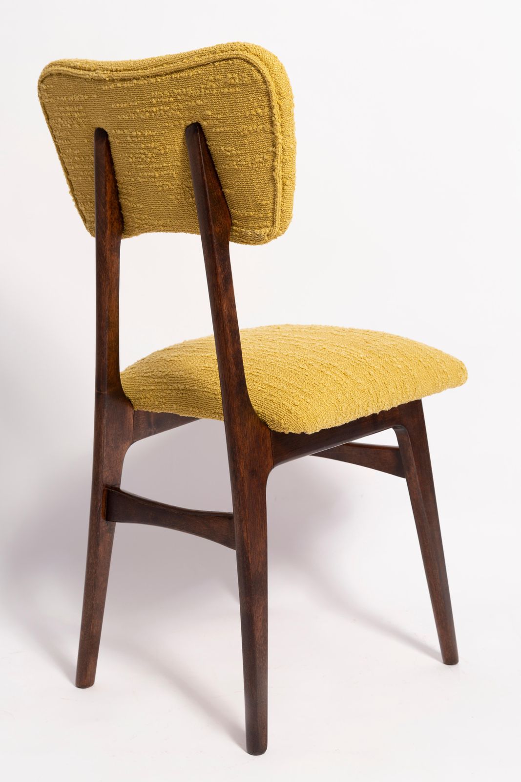 Set Van Acht Mid Century 'Butterfly' Eetkamerstoelen, Geel Bouclé, Europa, Ca. Jaren 1960 photo 4762.0