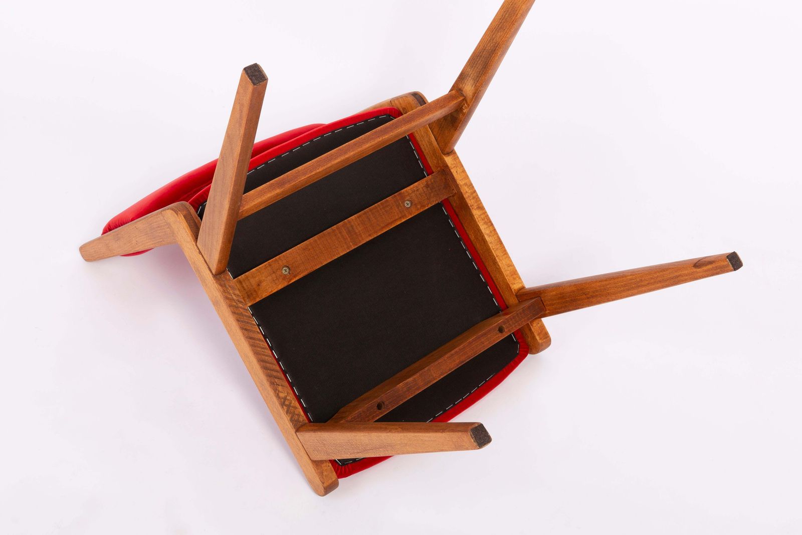 Furniture Set Of Twelve 20th Century Red Velvet Chairs, By Rajmund Halas, Poland, 1960s photo