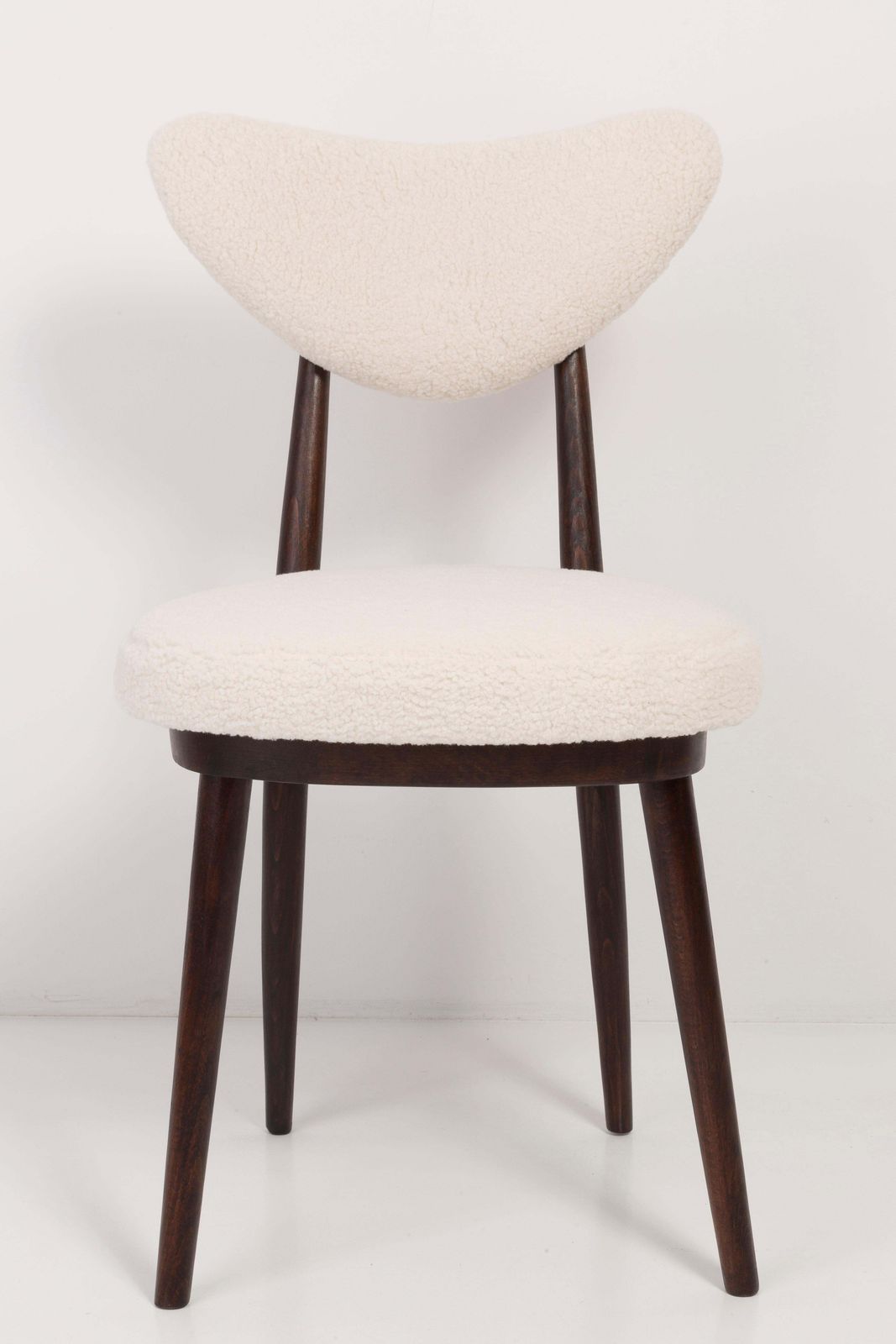 Set Of Eight Light Boucle Heart Chairs, Europe, 1960s photo vintage