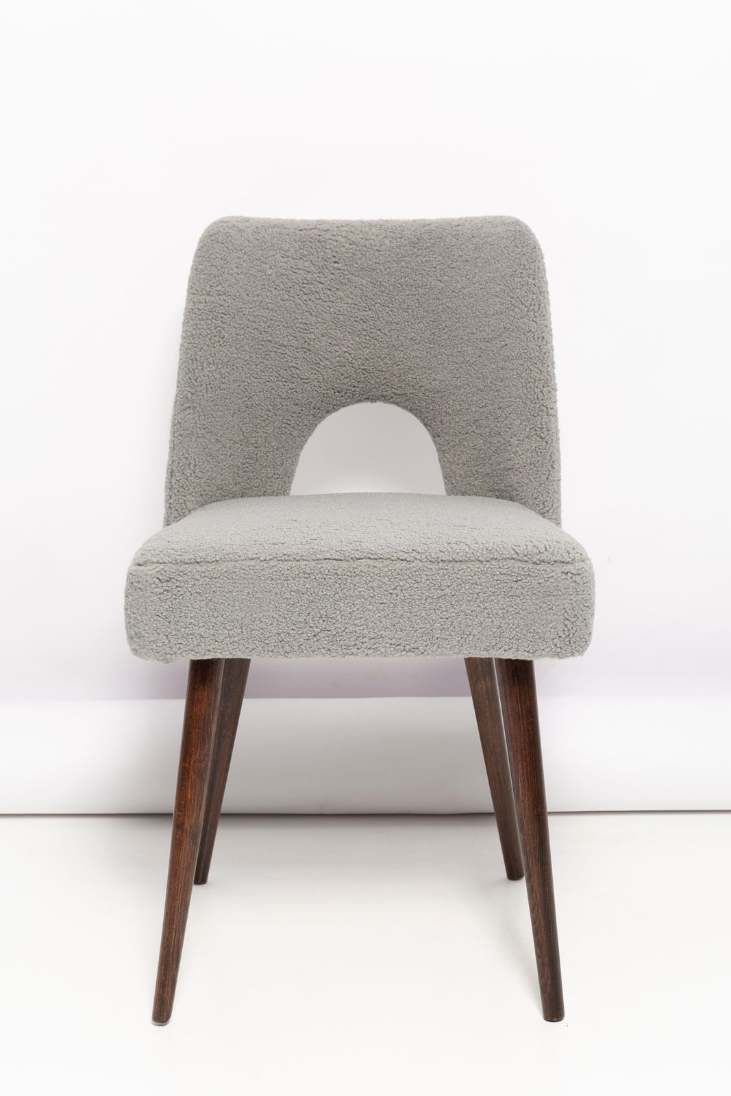 4756.0 Set Of Eight Gray Boucle 'Shell' Chairs, Dark Beech Wood, Europe, 1960s photo