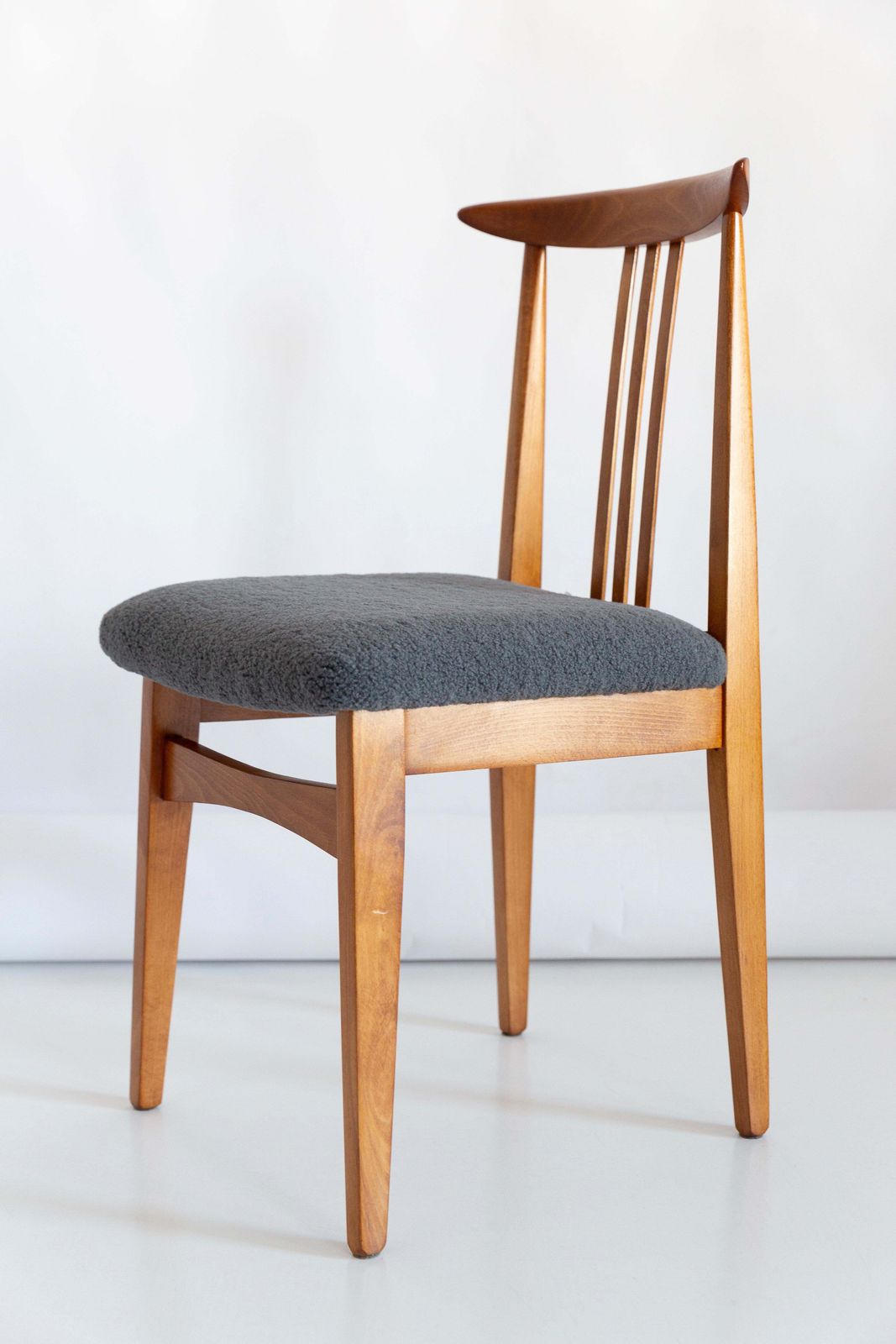 Set Of Ten Mid Century Grey Boucle Chairs, Designed By Zielinski, Europe, 1960s photo furniture