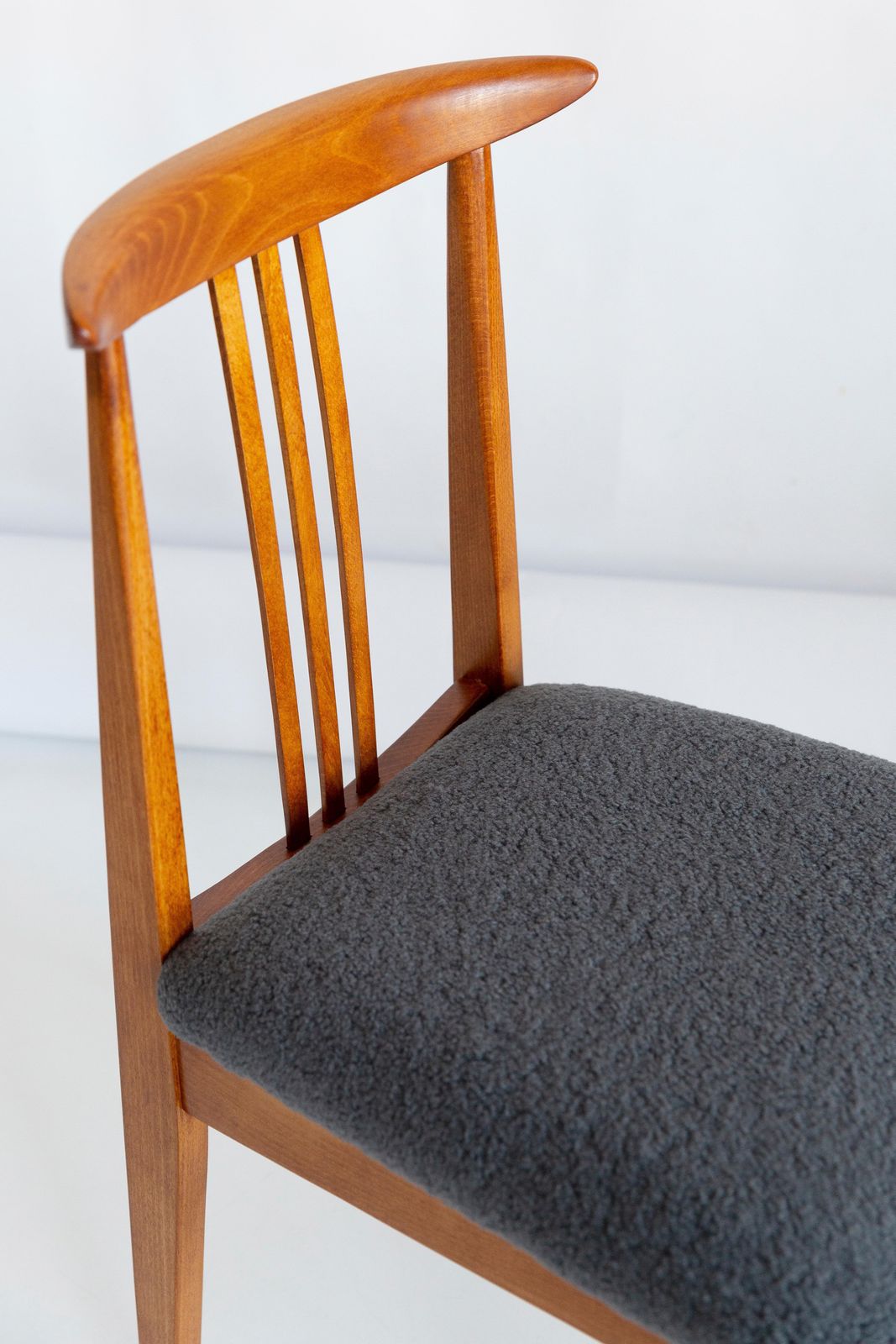 Set Of Ten Mid Century Grey Boucle Chairs, Designed By Zielinski, Europe, 1960s photo for sale