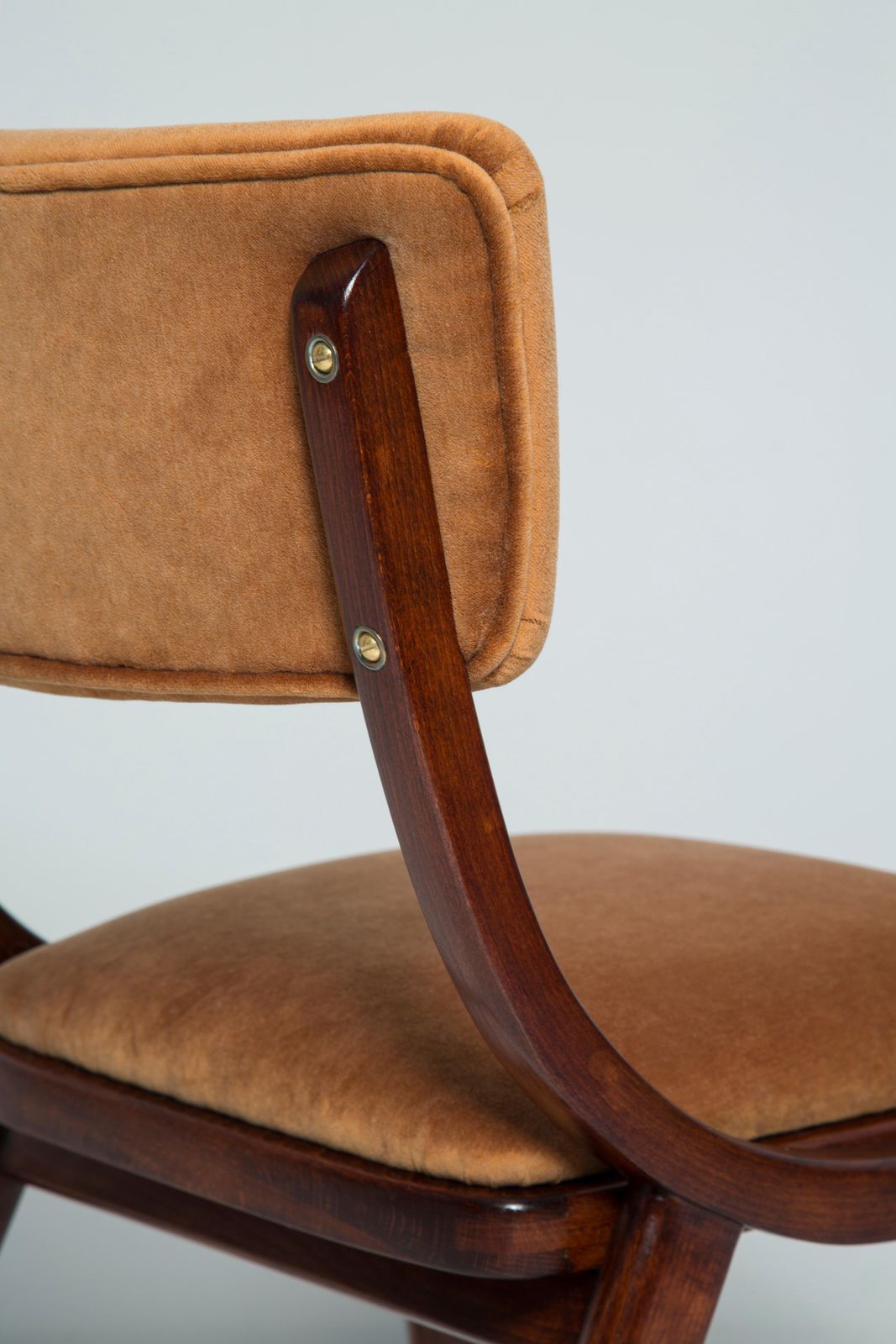 Acht Mid Century Modern Bumerang Stoelen, Bruin Beige Velours, Polen, Jaren 1960 photo vintage