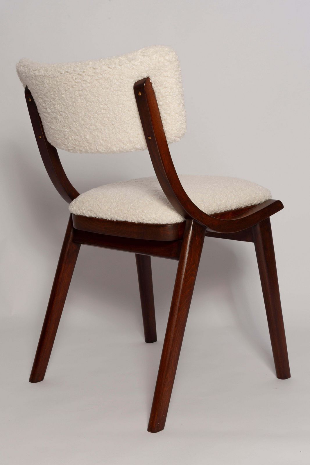 Ten Mid Century Modern Bumerang Chairs, Light Creme White Boucle, Poland, 1960s photo 5096.0
