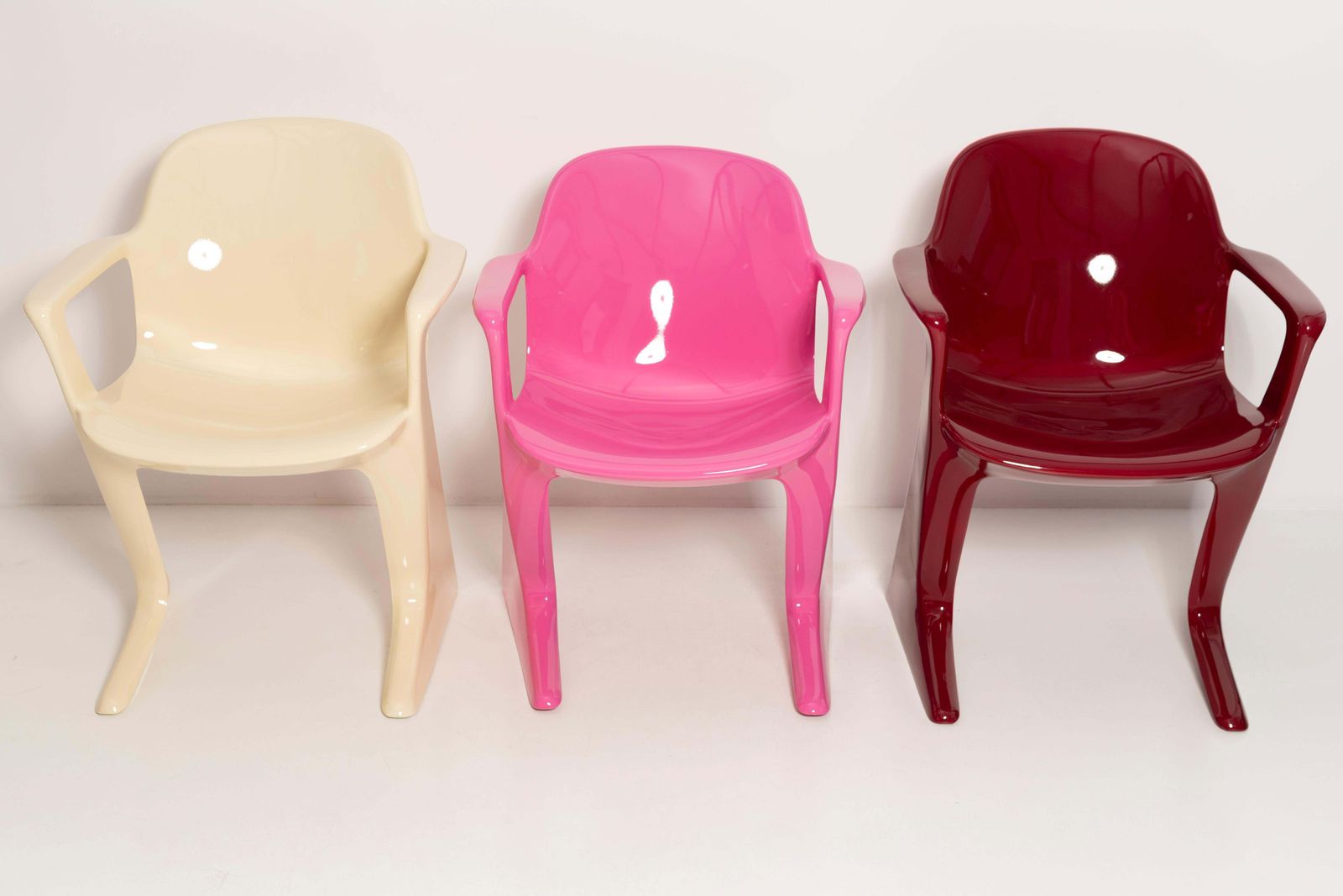 Four Mid Century Pink Beige Red Kangaroo Chairs, Ernst Moeckl, Germany, 1960s photo buy