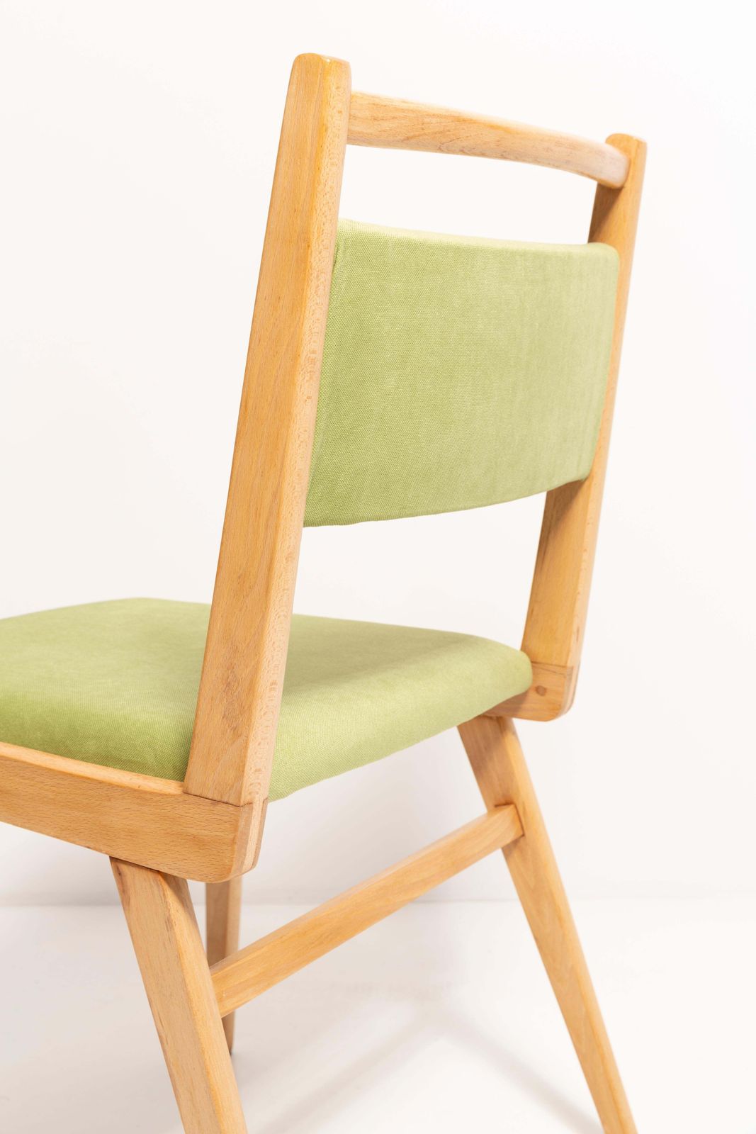 Set Of Twelve Mid Century Light Green Velvet Chairs, Poland, 1960s photo vintage