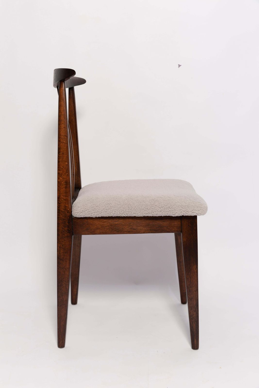 Set Of Ten Mid Century Linen Boucle Chairs, Walnut, M. Zielinski, Europe, 1960s photo Furniture