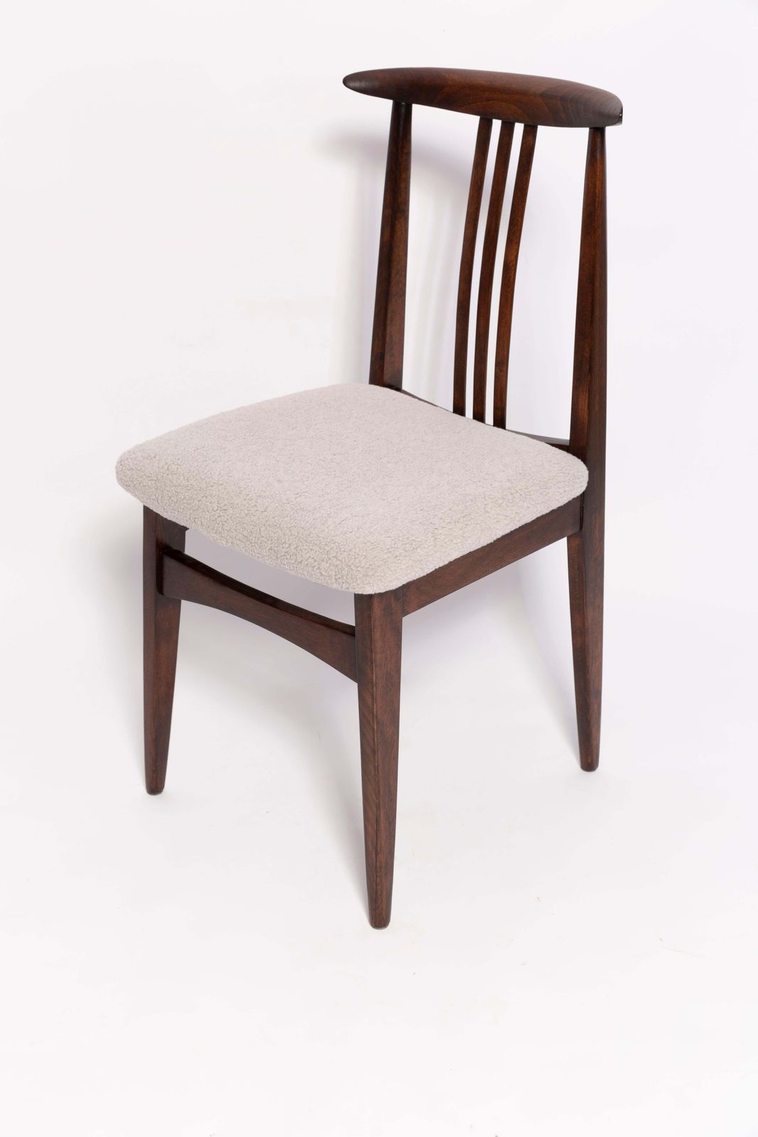 photo furniture Set Of Ten Mid Century Linen Boucle Chairs, Walnut, M. Zielinski, Europe, 1960s