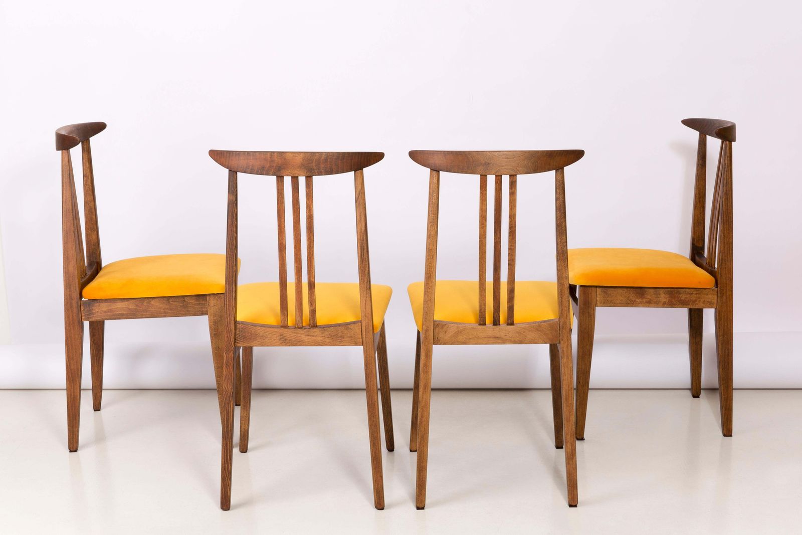Set Of Twelve Yellow Chairs, By Zielinski, Europe, 1960s photo for sale
