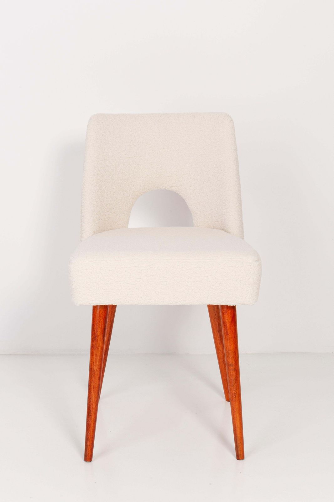 Set Of Twelve Light Crème Boucle 'Shell' Chairs, 1960s photo for sale