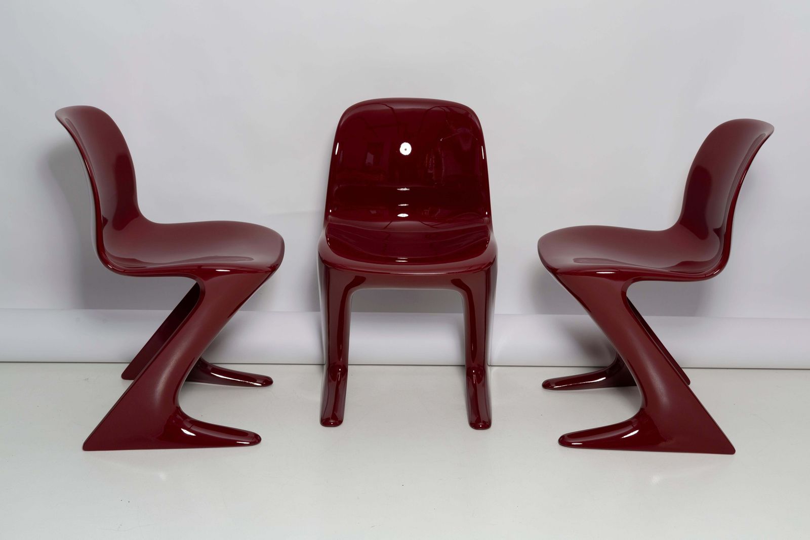 Set Of Six Red Wine Kangaroo Chairs Designed By Ernst Moeckl, Germany, 1968 photo Furniture