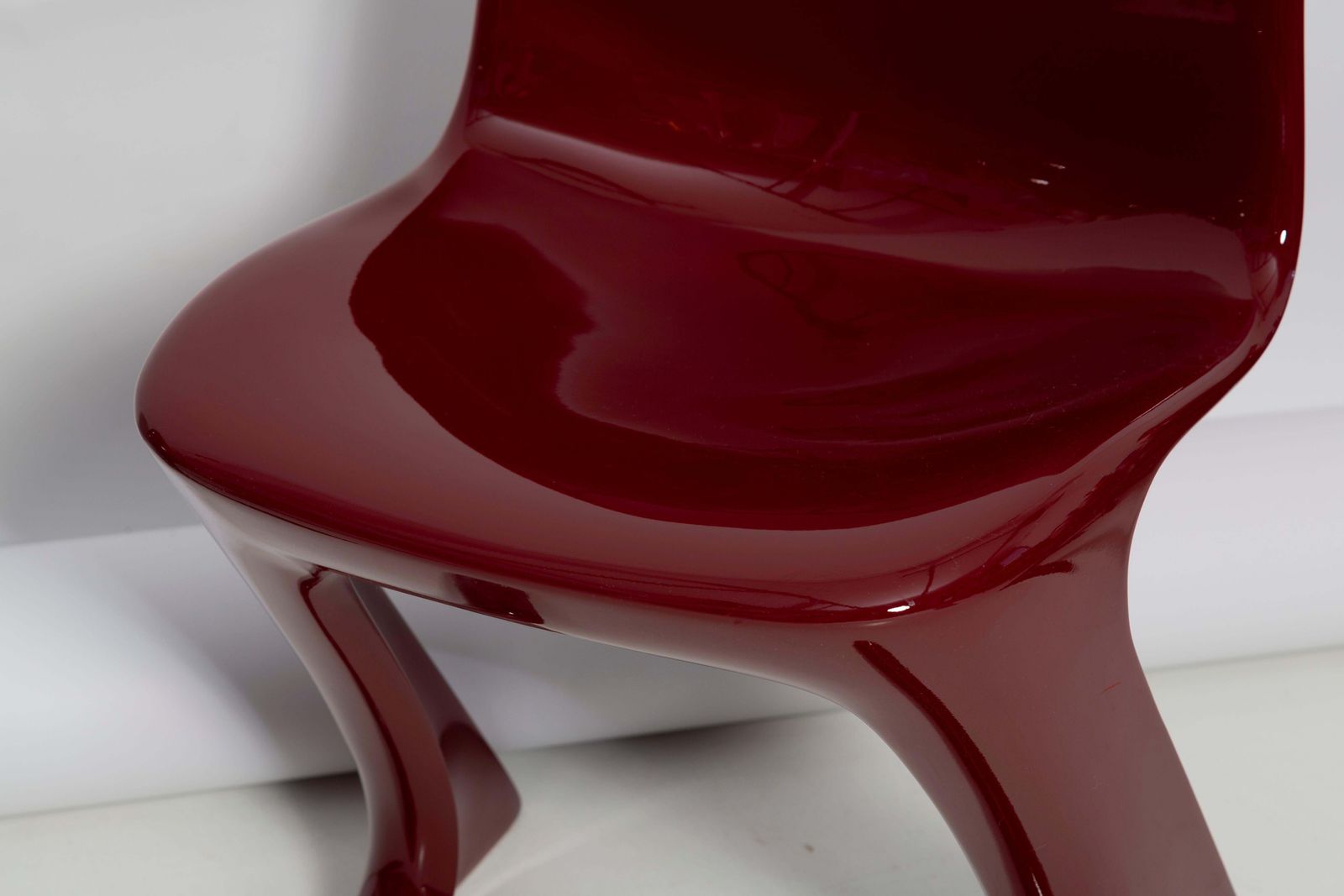 Set Of Six Red Wine Kangaroo Chairs Designed By Ernst Moeckl, Germany, 1968 photo vintage