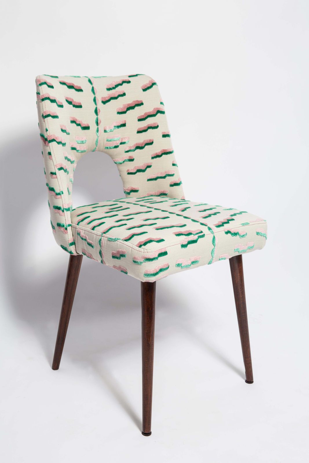 Set Of Ten Mid Century Tiger Beat Jacquard Velvet Shell Chairs, Europe, 1960s photo furniture