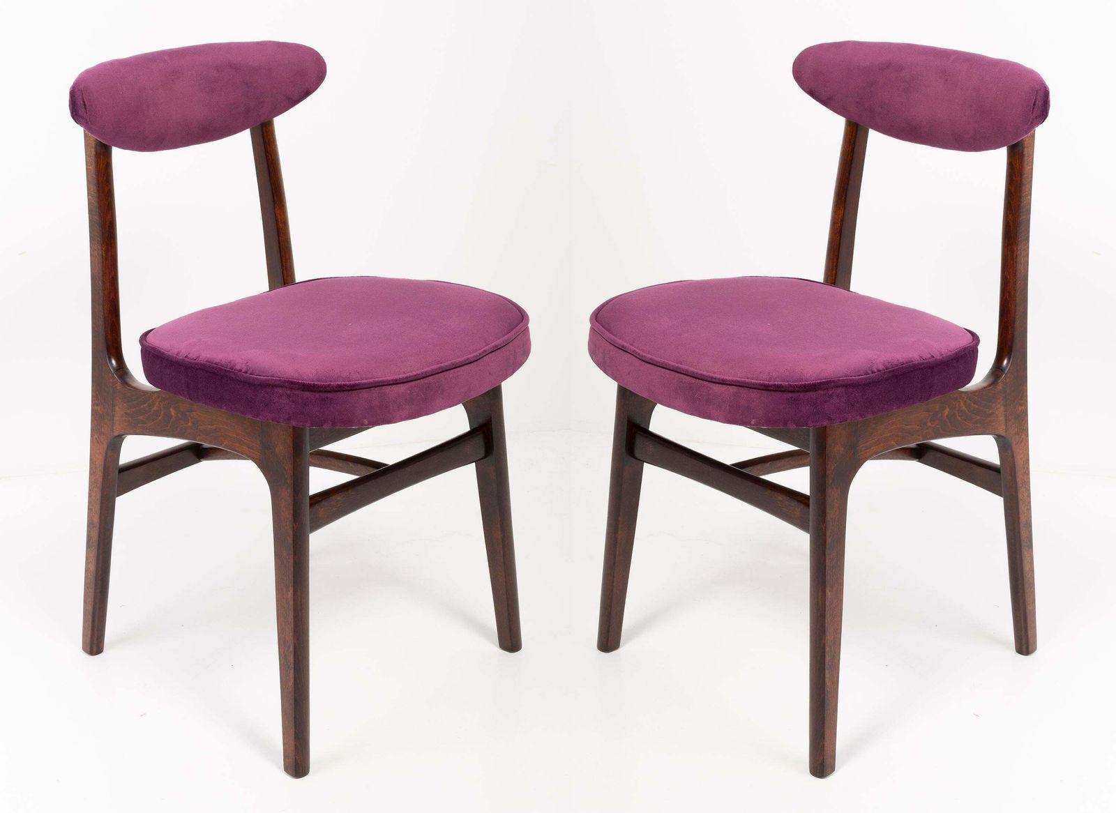 Twelve 20th Century Plum Violet Velvet Rajmund Halas Chairs, Europe, 1960s photo furniture