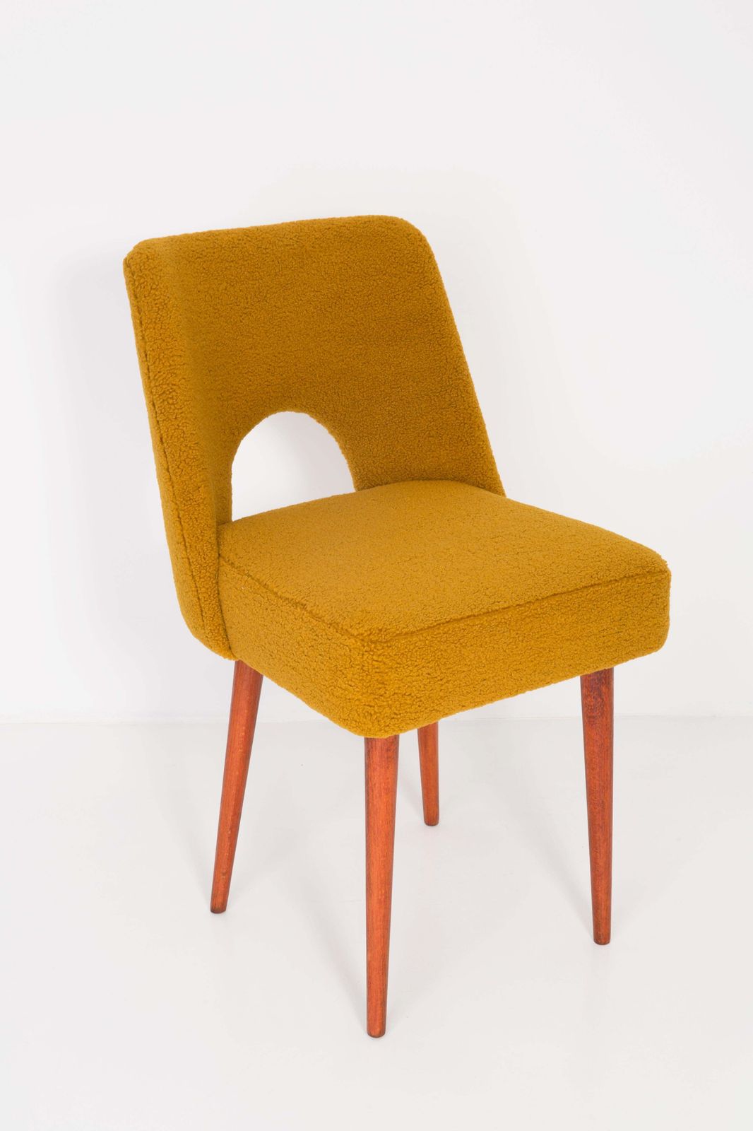 Set Of Twelve Yellow Ochre Boucle 'Shell' Chairs, 1960s photo buy